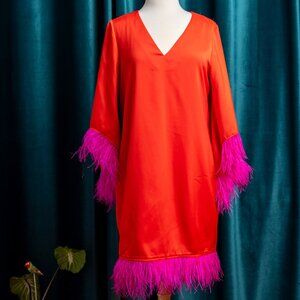 Olivia feather dress in lollipop red
